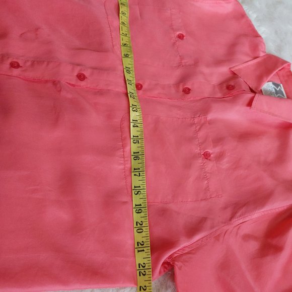Vintage Sun Coast 100% Silk Women's Red Blouse Shirt Size L - Picture 3 of 12